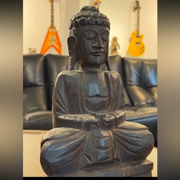 Vintage Wood Carved Buddha - Picture 7 of 8